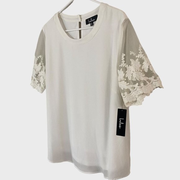 Lulu's Lisa Marie White Embroidered Top Women's Size XL White Lace Crochet New - Picture 2 of 14